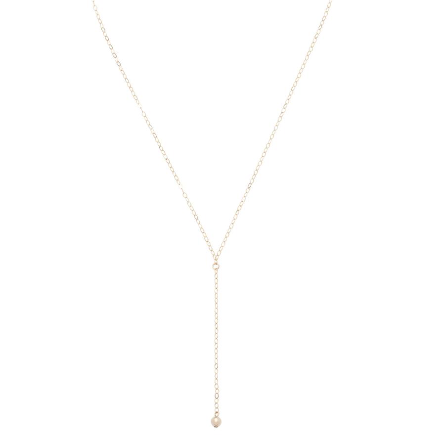 SINGLE BEAD DROP NECKLACE - Yellow Gold & Silver