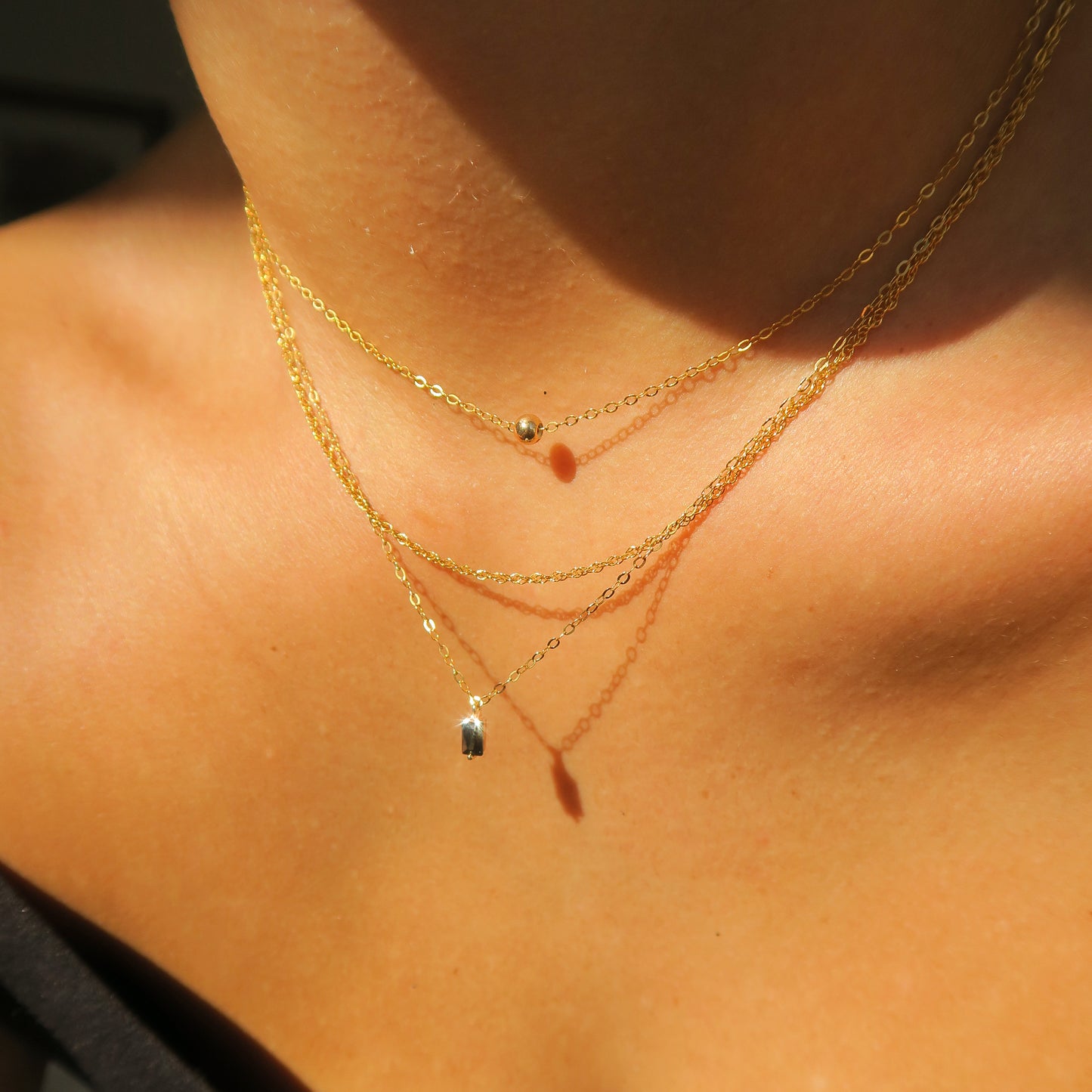 SINGLE BEAD CHOKER NECKLACE - Yellow Gold & Silver