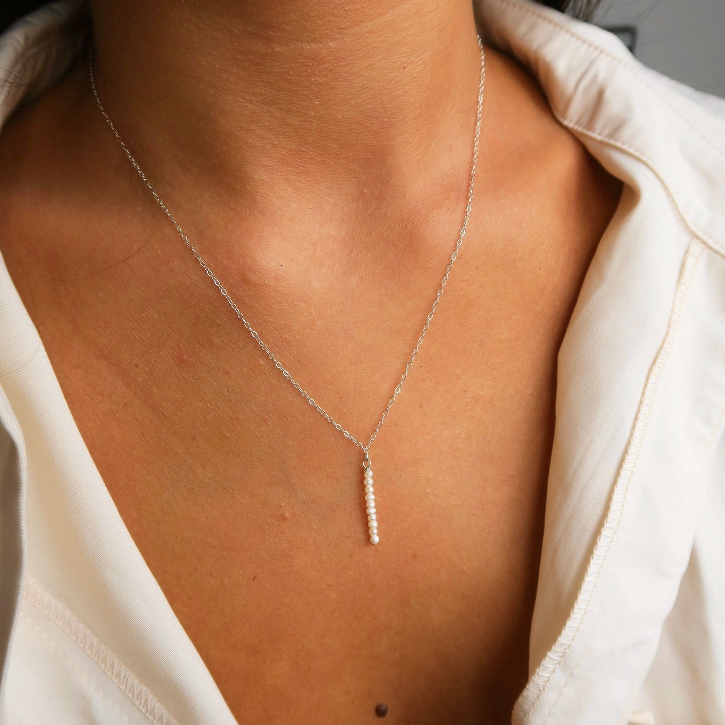 FRESHWATER PEARL STACK NECKLACE -Yellow Gold & Silver