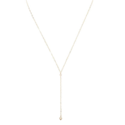 SINGLE BEAD DROP NECKLACE - Yellow Gold & Silver