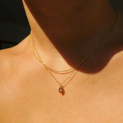 INITIAL OVAL TAG NECKLACE - Yellow Gold