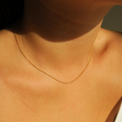 DAINTY ROPE CHAIN NECKLACE - Yellow Gold