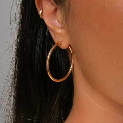 LARGE CLASSIC HOOP EARRINGS - Yellow Gold