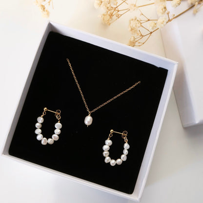 FRESHWATER PEARL SET - Yellow Gold & Silver