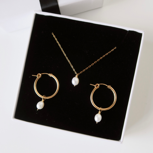 STATEMENT FRESHWATER PEARL SET - Yellow Gold & Silver