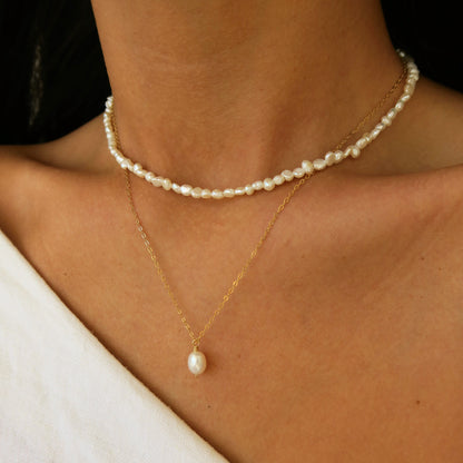 FRESHWATER PEARL NUGGET NECKLACE - Yellow Gold