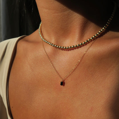 ONYX BLACK NECKLACE - Yellow Gold